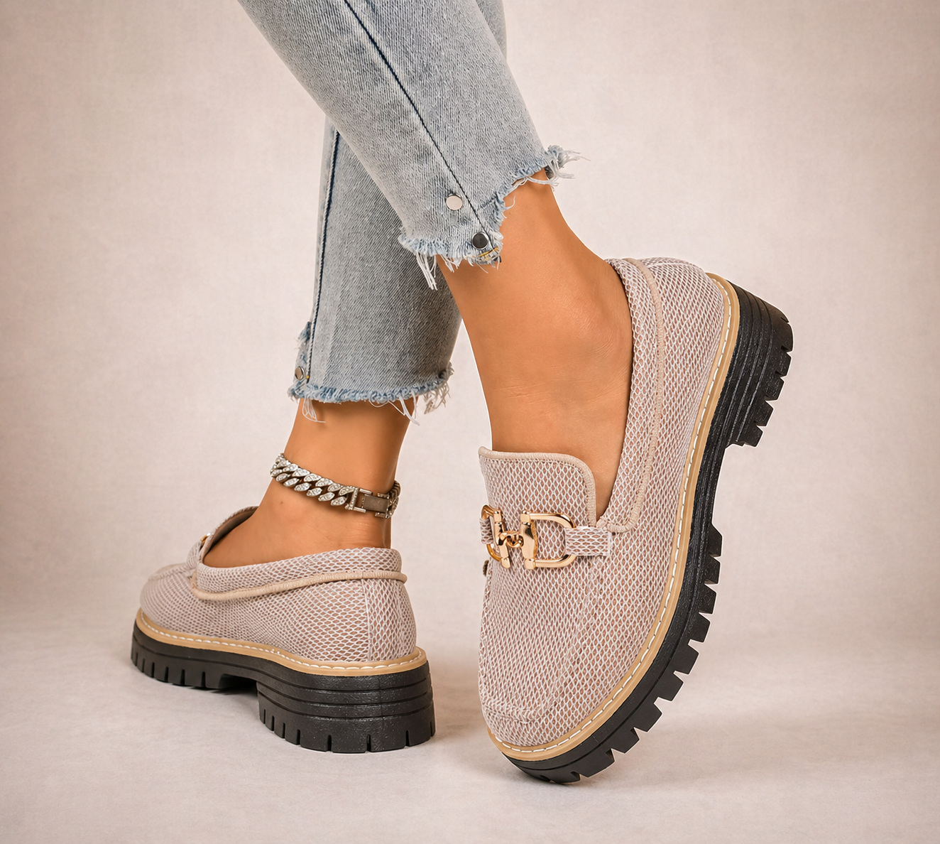Romina — Mocasines de malla transpirable con suela gruesa