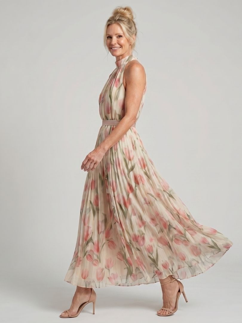 Martina™ | Vestido midi con escote halter floral
