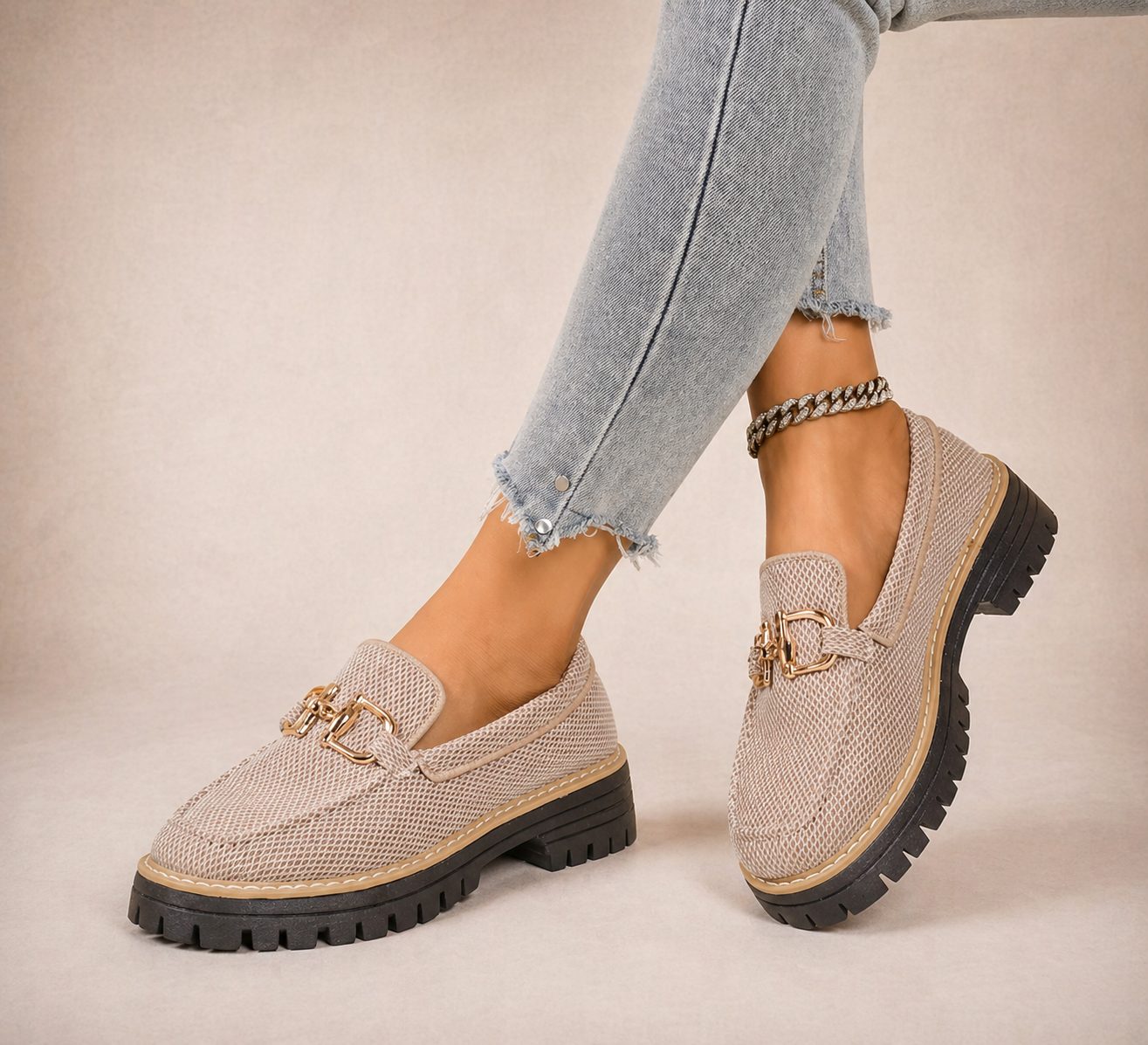 Romina — Mocasines de malla transpirable con suela gruesa