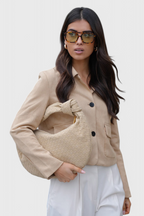 Lila Bolso Mediano Woven con Detalle de Nudo